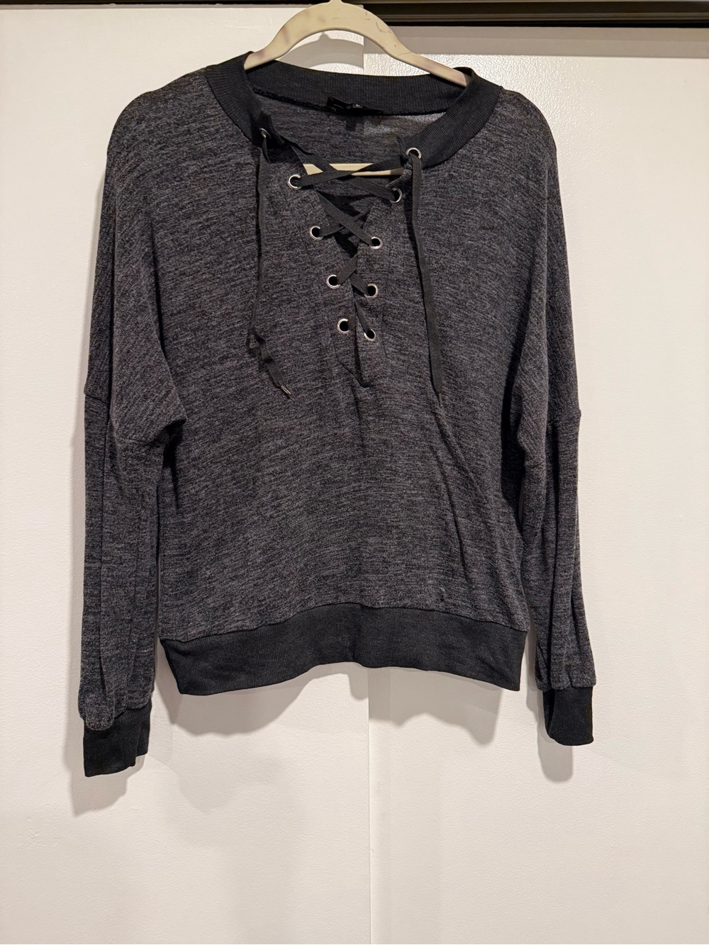 CBR Lace-Up Pullover Sweatshirt - Charcoal Gray size Large